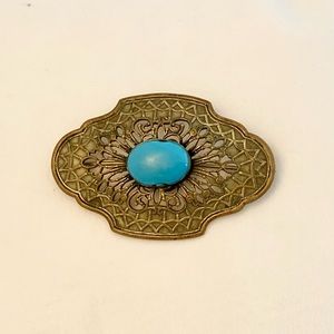 Antique Victorian Gold Tone Brooch. Open work, C Clasp